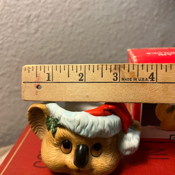 vintage porcelain Votive koala in santa hat,Christmas decor - Picture 3 of 11